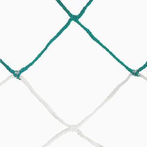 Pair of 11-a-side football nets, two-tone, 4mm twisted PP, single mesh, 120 bee hive. Sporti