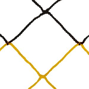 Pair of 11-a-side football nets, two-tone, 4mm twisted PP, single mesh, 120 bee hive. Sporti