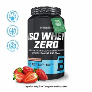Protein jars Biotech USA iso whey zero lactose free - Fraise 908g image-0