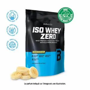 Paquete de 10 bolsas de proteínas Biotech USA iso whey zero lactose free - Banane - 500g image-0