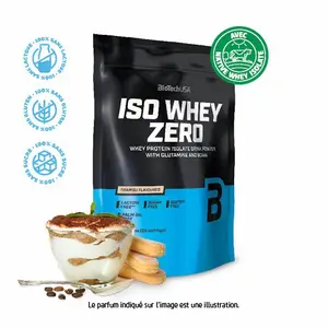 Förpackning med 10 proteinpåsar Biotech USA iso whey zero lactose free - Tiramisu - 500g image-2