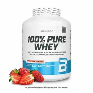 Topf mit 100 % reinem Molkenprotein Biotech USA - Fraise - 2,27kg image-1