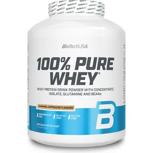 Topf mit 100 % reinem Molkenprotein Biotech USA - Caramel-cappuccino - 2,27kg image-0