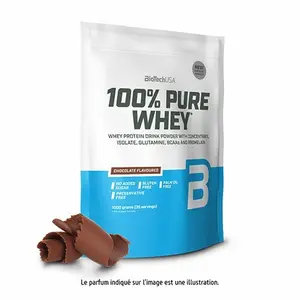 Poser med 100 % rent valleprotein Biotech USA - Chocolate - 1kg image-0
