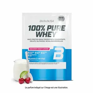 50 packets of 100% pure whey protein Biotech USA - Cerise yaourt - 28g image-0