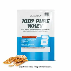 50 pacotes de proteína de soro de leite 100% pura Biotech USA - Caramel salé - 28g image-0