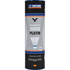 Tube of 6 badminton shuttlecocks Victor 3000 Platin