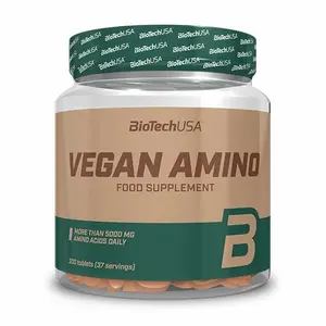 Lot de 10 pots de d'acides aminés Biotech USA vegan amino - 300 comp image-0