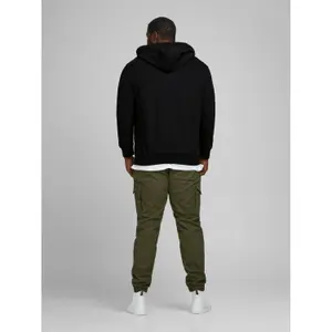 Hooded zip sweatshirt large size Jack & Jones Basic Noir image-4