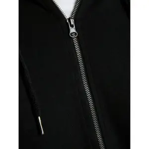 Hooded zip sweatshirt large size Jack & Jones Basic Noir image-6