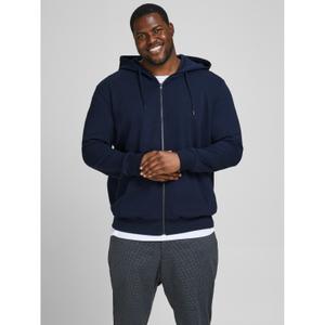 Hooded zip sweatshirt large size Jack & Jones Basic Bleu image-1