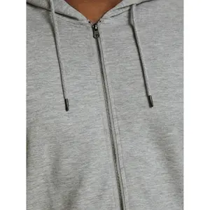 Hooded zip sweatshirt large size Jack & Jones Basic Gris image-4