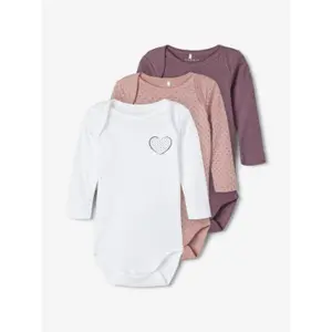 Set of 3 long sleeve baby bodysuits Name it image-1