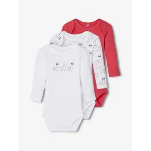 Set of 3 long sleeve baby bodysuits Name it image-1