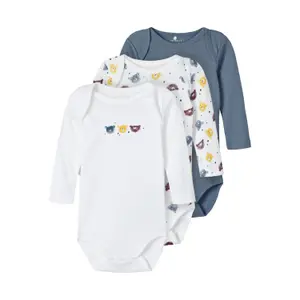 Set of 3 long sleeve baby bodysuits Name it image-0