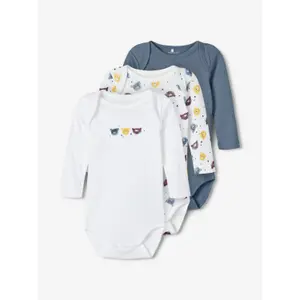 Set of 3 long sleeve baby bodysuits Name it image-1