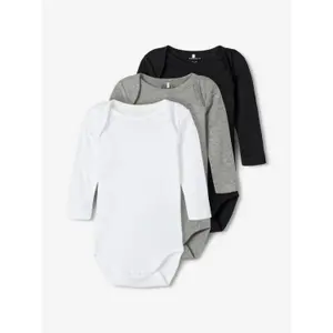 Set of 3 baby long sleeve bodysuits Name it image-1