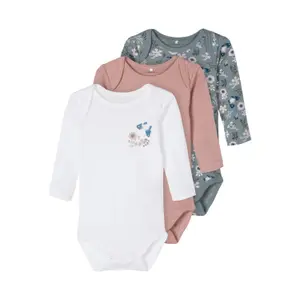 Set of 3 long sleeve baby bodysuits Name it image-0