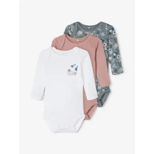 Set of 3 long sleeve baby bodysuits Name it image-1