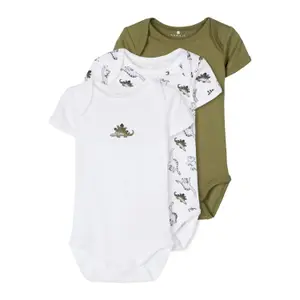 Set of 3 baby bodysuits Name it Dino image-0