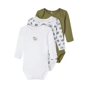 Set of 3 long sleeve baby bodysuits Name it Tortue image-0