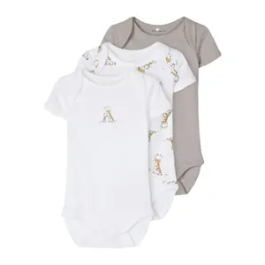 Set of 3 baby bodysuits Name it Giraffe image-0