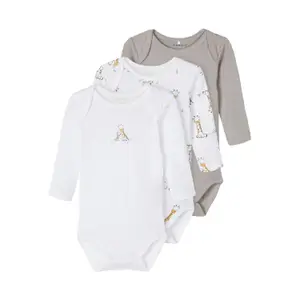 Set of 3 long sleeve baby bodysuits Name it Giraffe image-0