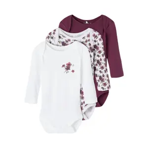 Pack of 3 long sleeve bodysuits for babies Name it image-0