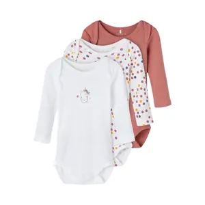 Pack of 3 long sleeve bodysuits Name it Withered image-0