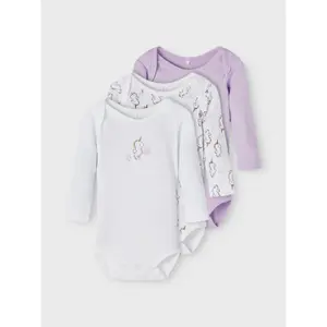 Pack of 3 long sleeve bodysuits Name it Lavendula image-6