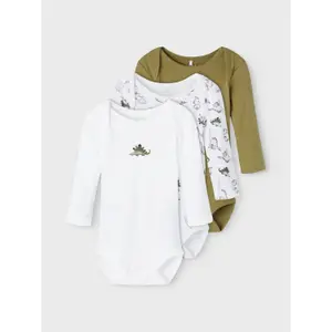 Pack of 3 long sleeve bodysuits Name it Loden Dino image-6
