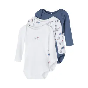 Pack of 3 long sleeve bodysuits for babies Name it image-0