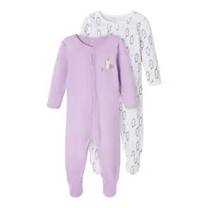 Pack of 2 baby onesies Name it Nightsuit Lavendula image-0