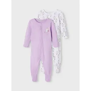 Pack of 2 baby onesies Name it Nightsuit Lavendula image-5