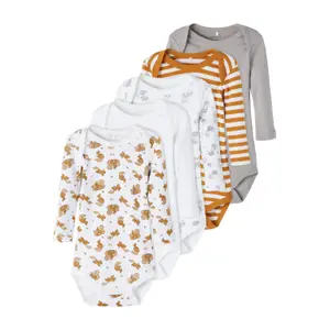 Pack of 5 long sleeve bodysuits for babies Name it image-0