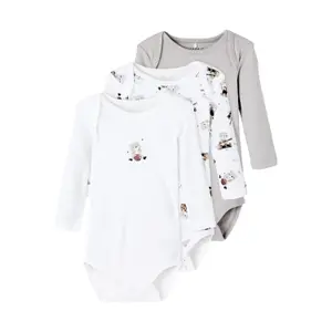 Baby long-sleeved bodysuit Name it Alloy Bear (x3) image-0