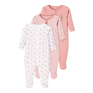 Pack of 3 baby onesies Name it Nightsuit Dusty image-0