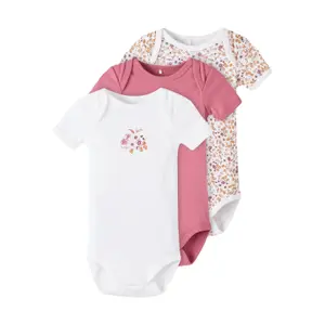 Set of 3 baby girl bodysuits Name it Rose Wine Flower image-0