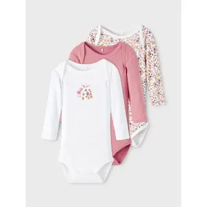 Pack of 3 long sleeve bodysuits Name it Wine Flower image-3