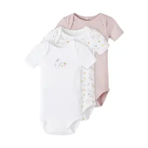 Set of 3 baby girl bodysuits Name it Rainbow image-0