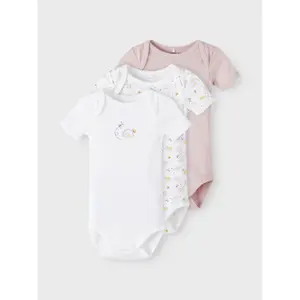 Set of 3 baby girl bodysuits Name it Rainbow image-5