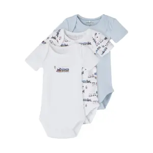 Set of 3 baby boy bodysuits Name it Heather train image-0