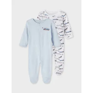 Set of 2 baby boy pajamas Name it Nightsuit Heather Train image-4