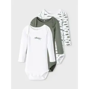 Pack of 3 long sleeve bodysuits Name it Agave image-5