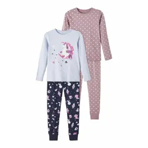 Pack of 2 pyjamas for girls Name it Nightset Unicorn image-0