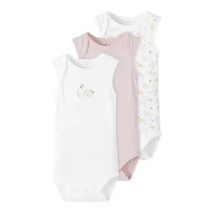 Set of 3 baby girl bodysuits Name it Rainbow image-0