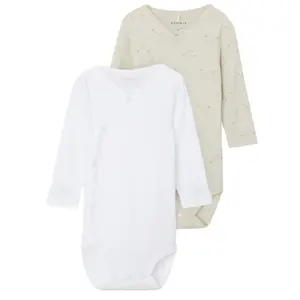 Pack of 2 long sleeve bodysuits Name it Wrap Rainy Day image-0