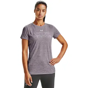 Camiseta de mujer Under Armour à manches courtes Tech Twist Graphic Wordmark image-2