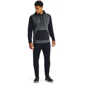 armour fleece texturerad huvtröja med stor logotyp image-1