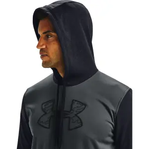 armour fleece texturerad huvtröja med stor logotyp image-5